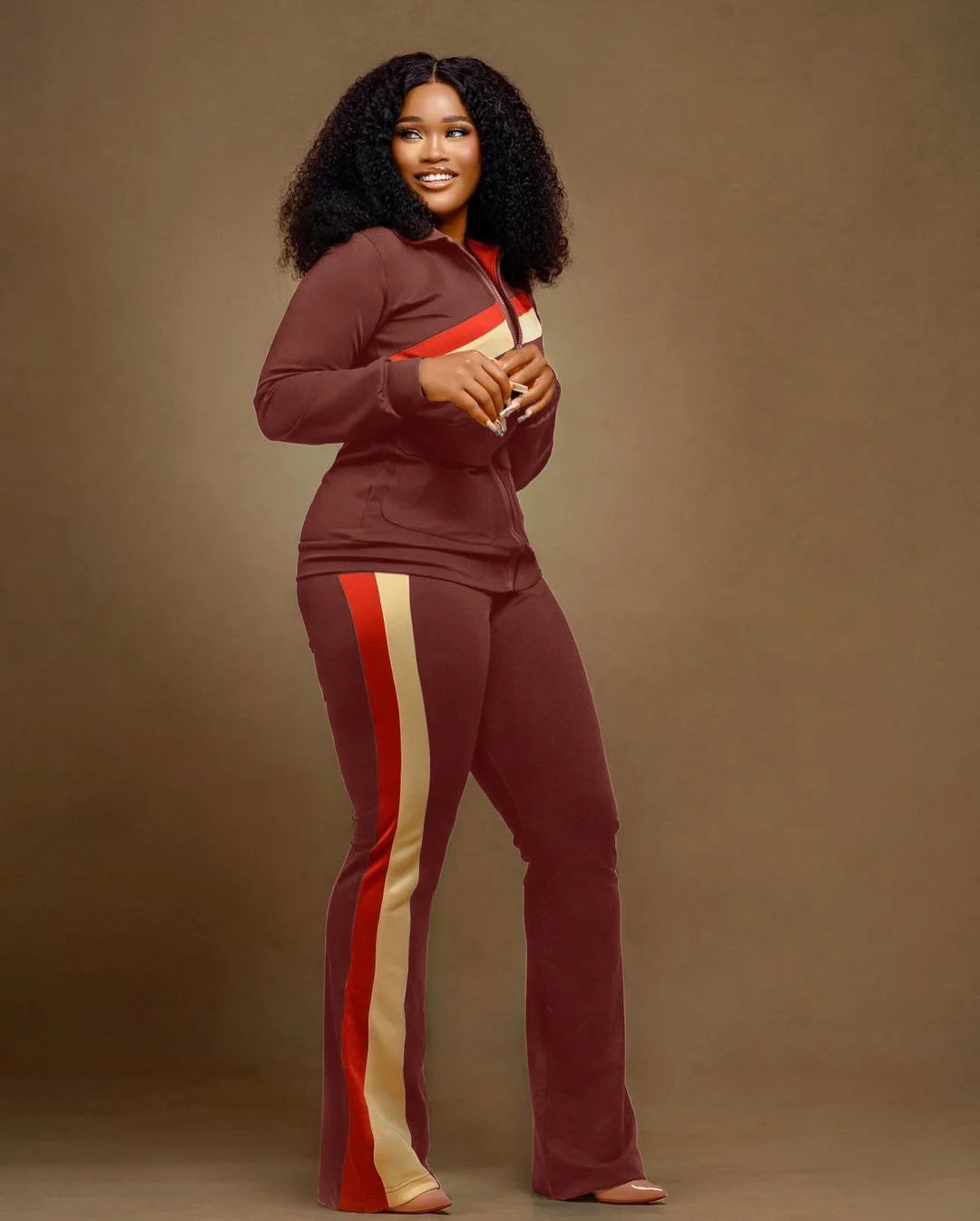 Women's Spor Two-ket Faion Set Long Sve Long Pants Winter Collection Adult Size Clothing Set with kets - Kimlud