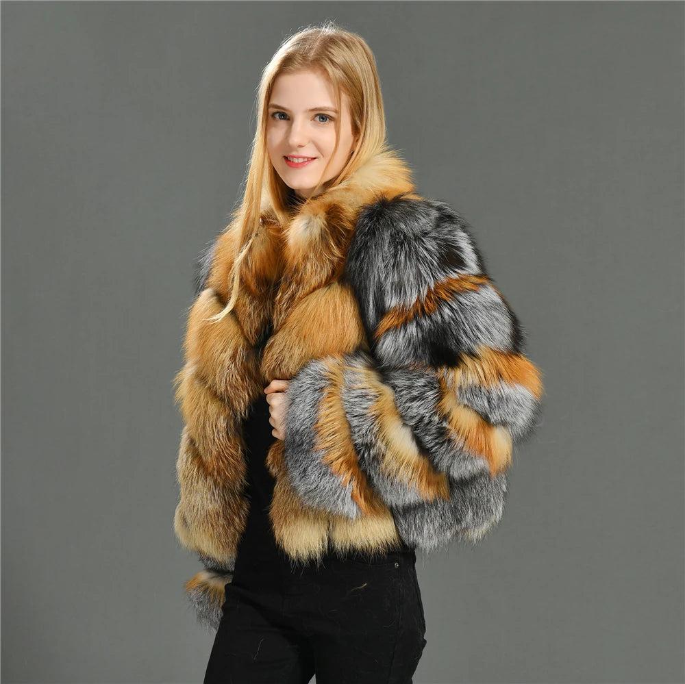 High Quality Vintage Design Natural Fox Fur Coats Warm Parka Overcoats Wholesale Luxury Real Red Fox Fur Coat For Women