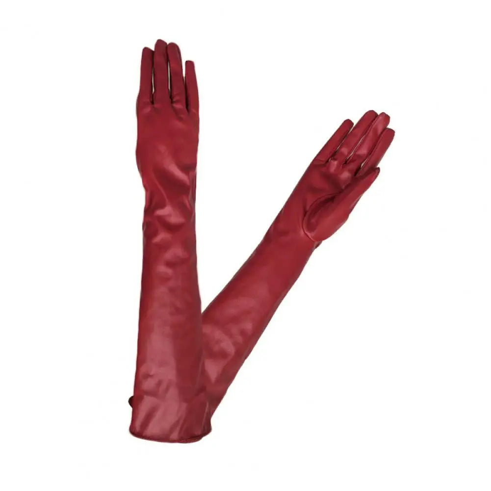 Full Finger Gloves Windproof Dress Gloves Faux Leather Long Arm Gloves Costume Gloves For Dating Gifts