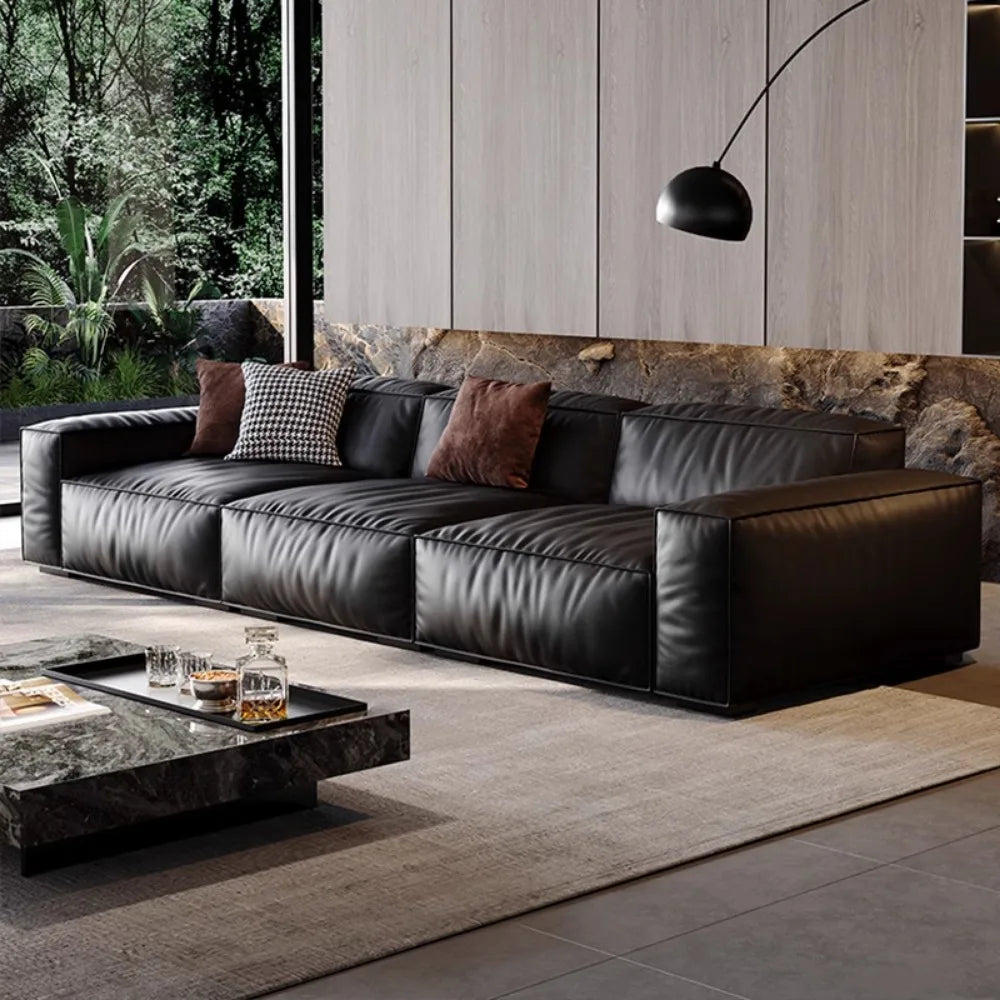 Family Italian Living Room Sofas Genuine Leather Sectional Apartment Relaxing Sofa Elegant Comfortable Muebles Home...