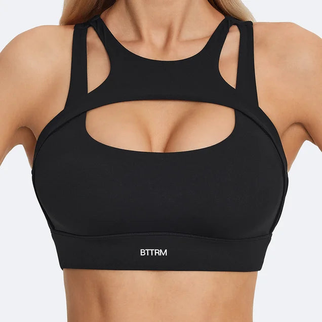 BetterMe Sexy Hollow Sports Bra Gym Woman Push Up High Impact Shockproof Underwear Naked Fitness Crop Top Mujer Workout Yoga Bra