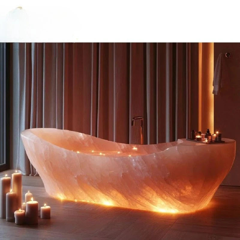 Irregular pink agate bathtubs for custom apartments and villas