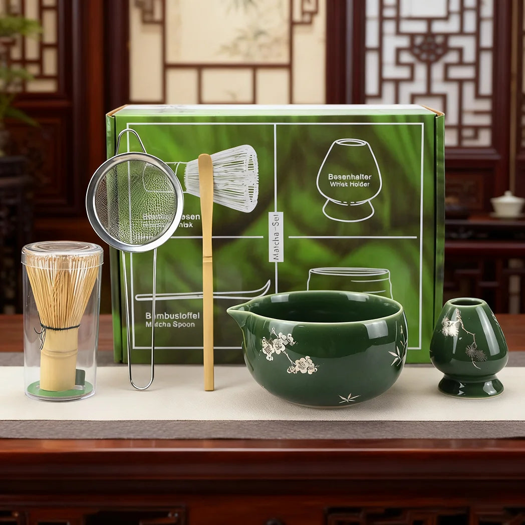 2pc/4pcs/5pcs Matcha Whisk Set - Matcha Bowl and Bamboo Matcha Whisk, Tea Strainer, Scoop, Spoon, Sifter, Whisk Holder
