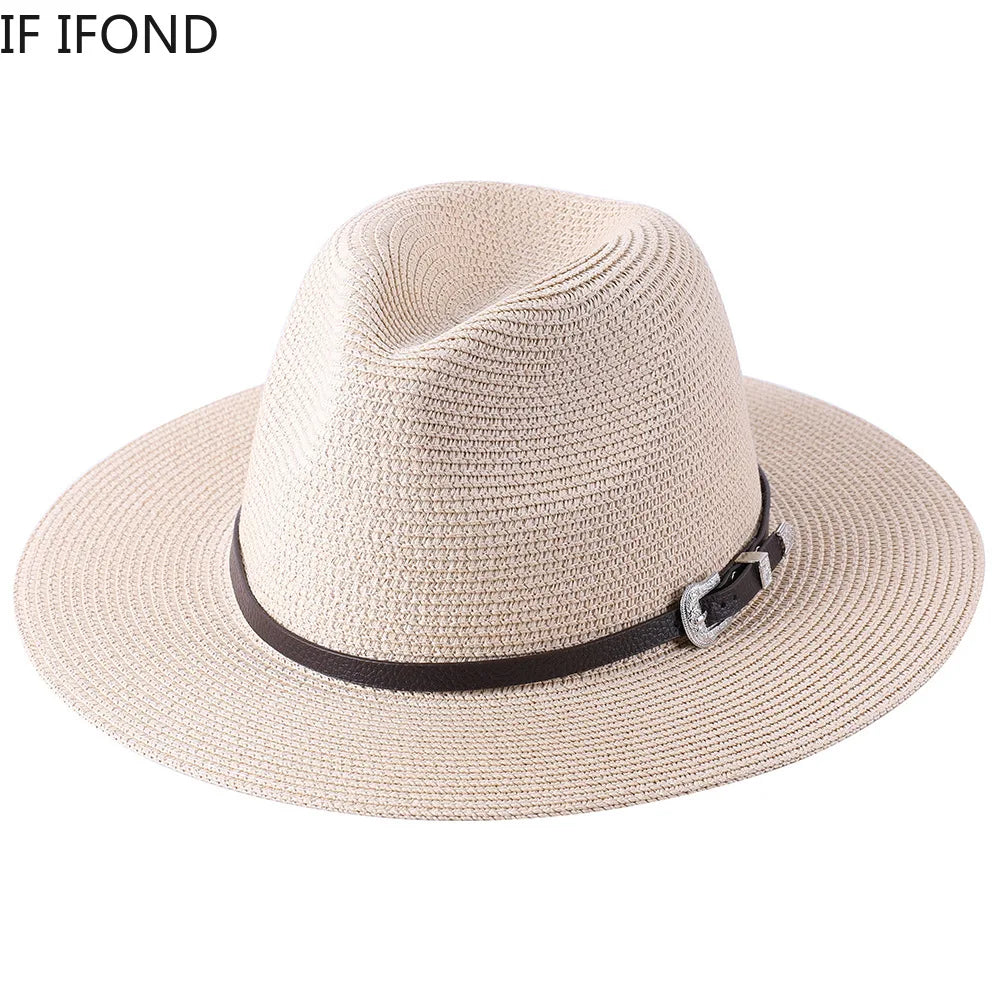 60CM Big Size Fashion Straw Parent-Child Hat For Women Men Summer Paper Panama Jazz Beach Hats Travel UV Protection Sun Cap