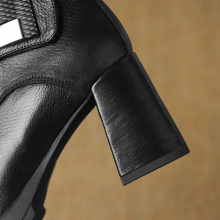 NEW Autumn/Winter Women Boots Genuine Leather Shoes for Women Pointed Toe Chunky Heel Shoe High Heel Modern Boots Platform Shoes