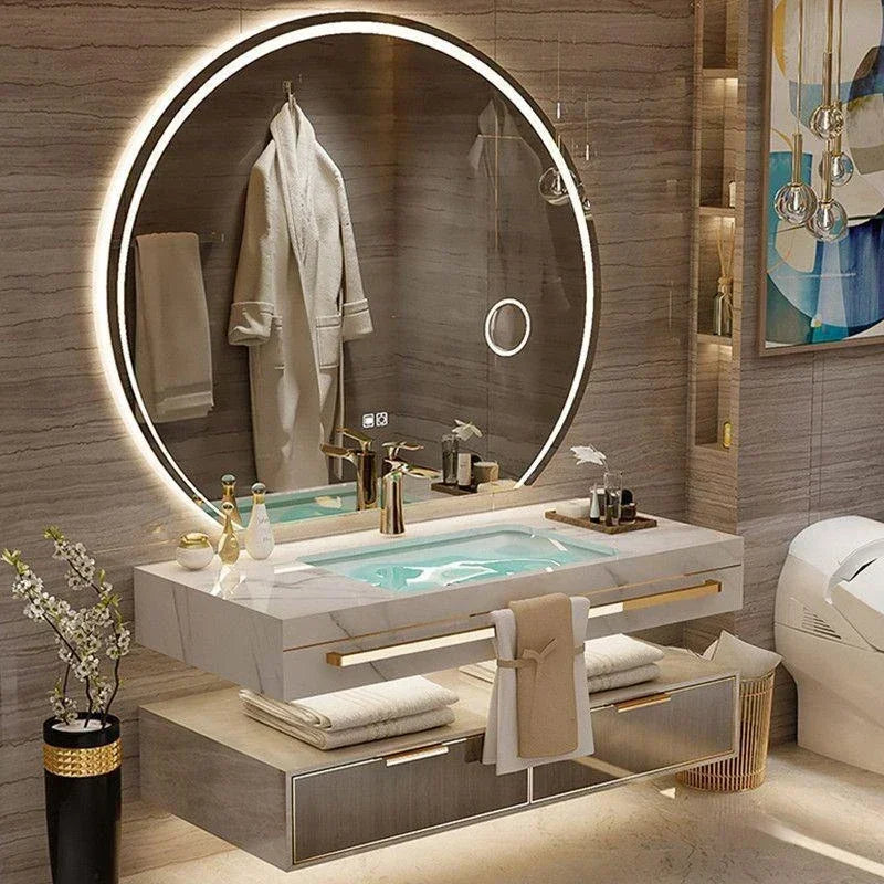 Modern Slate Bathroom Cabinet with Smart Mirror Ceramic Double Washbasin Bathroom Vanity Cabinets Under Sink Bathroom Furniture - Kimlud