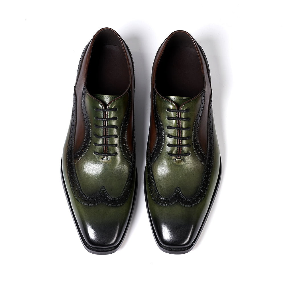 Luxury Italian Men's Oxfords Genuine Leather Brogue Wingtip Wedding Party Dress Shoes for Men Classic Lace-Up Office Formal Shoe