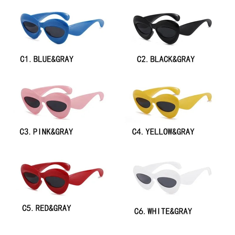 Candy Color Sexy Lip Y2k Cat Eye Sunglasses For Women Luxury Brand Yellow Blue Gradient Sun Glasses Men Punk Hip Hop...