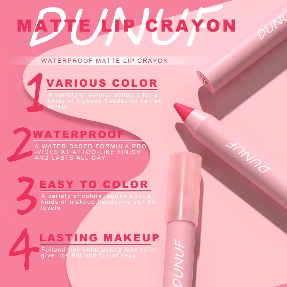 18-Colors Lipstick Pencil Waterproof Sexy Red Matte Contour Tint Lipstick Lasting Non-stick Cup Lipliner Pen Lip Makeup...