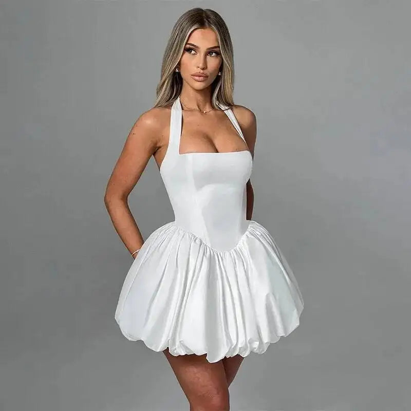 Townlike Waist Wrap A-line Ball Gown Dress Women Halter Mini 2025 Spring Summer Dress Nightclub Sexy Party Dresses