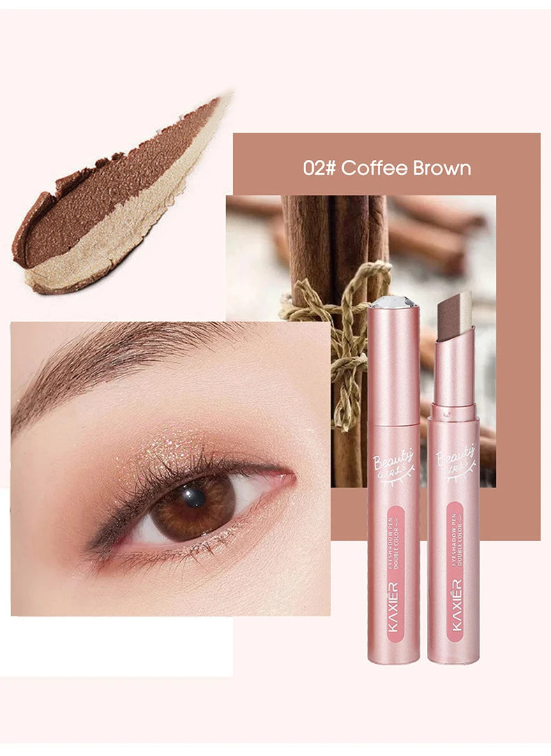 Gradient two-color eye shadow pen waterproof, sweat proof, not easy to smudge, pearlescent, fine shiny, lazy eye shadow...