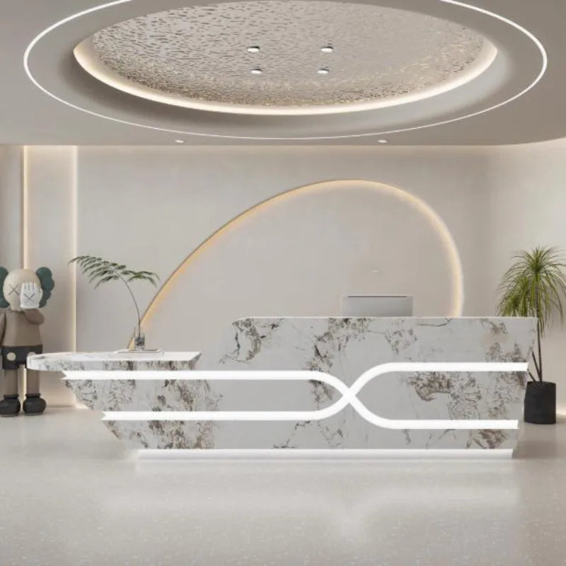 Organizers Company Reception Desks Luxury White Led Lights Reception Desks Welcome Minimalist Comptoire Accueil Trendy Furniture