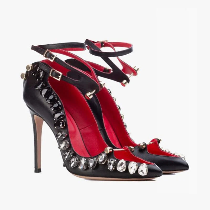 2026 Runway Women Pumps Crystal Metal Decoration High Heels Sandals For Women Luxury Designer Nightclubs Banquets Female Shoes - Kimlud