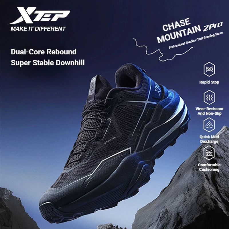Xtep Chase Mountain 2.0 Pro Professional Outdoor Trail Running Shoes For Men Rebound Anti-Slip Wear-Resistant...