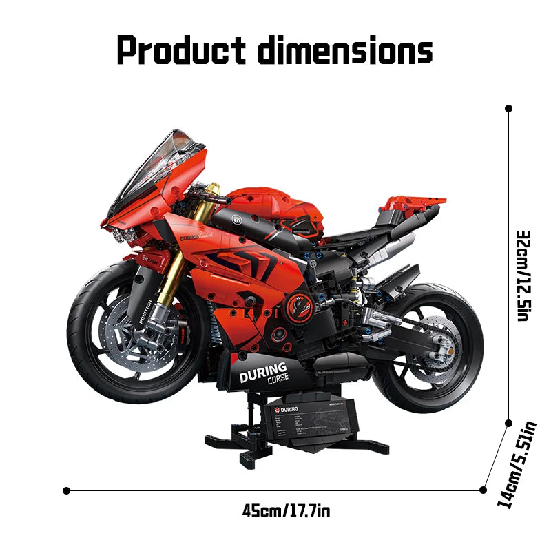 TOYLINX High-Tech 2024PCS 1:5 Scale Motorcycle Building Blocks City Motorbike Locomotive Modular Bricks Model Toys For Kid Gifts