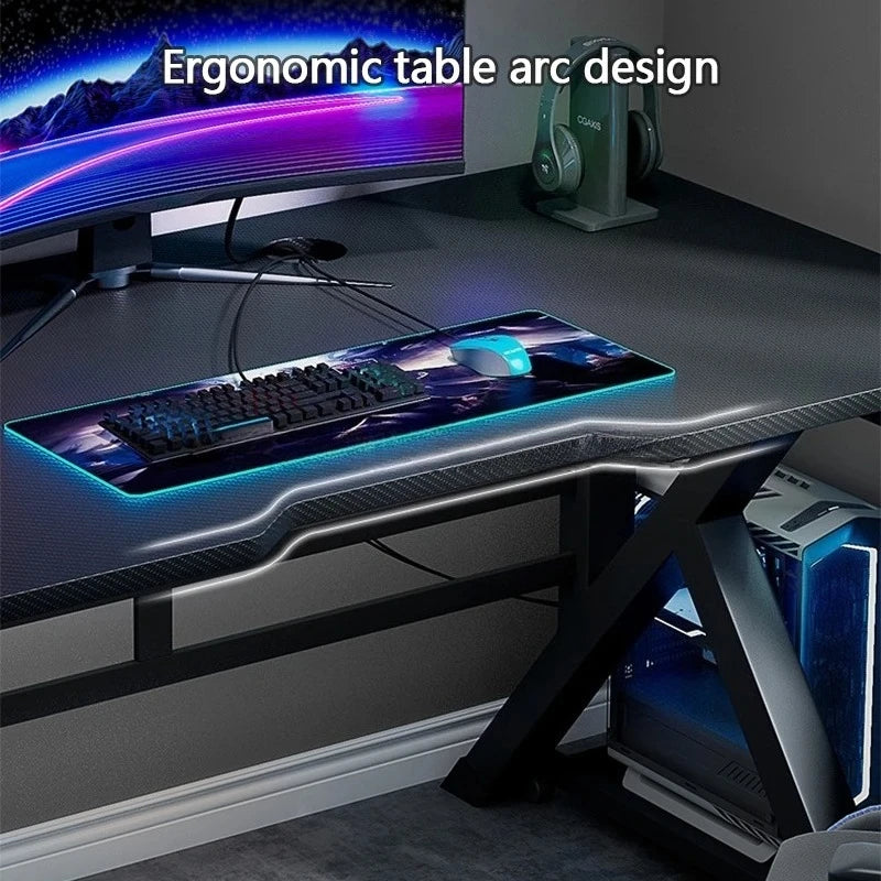 Premium Carbon Fiber Ergonomic Gaming Desk Sturdy K-type steel Feet Home Room Desk Gamer Table High Quality Stable Office Table