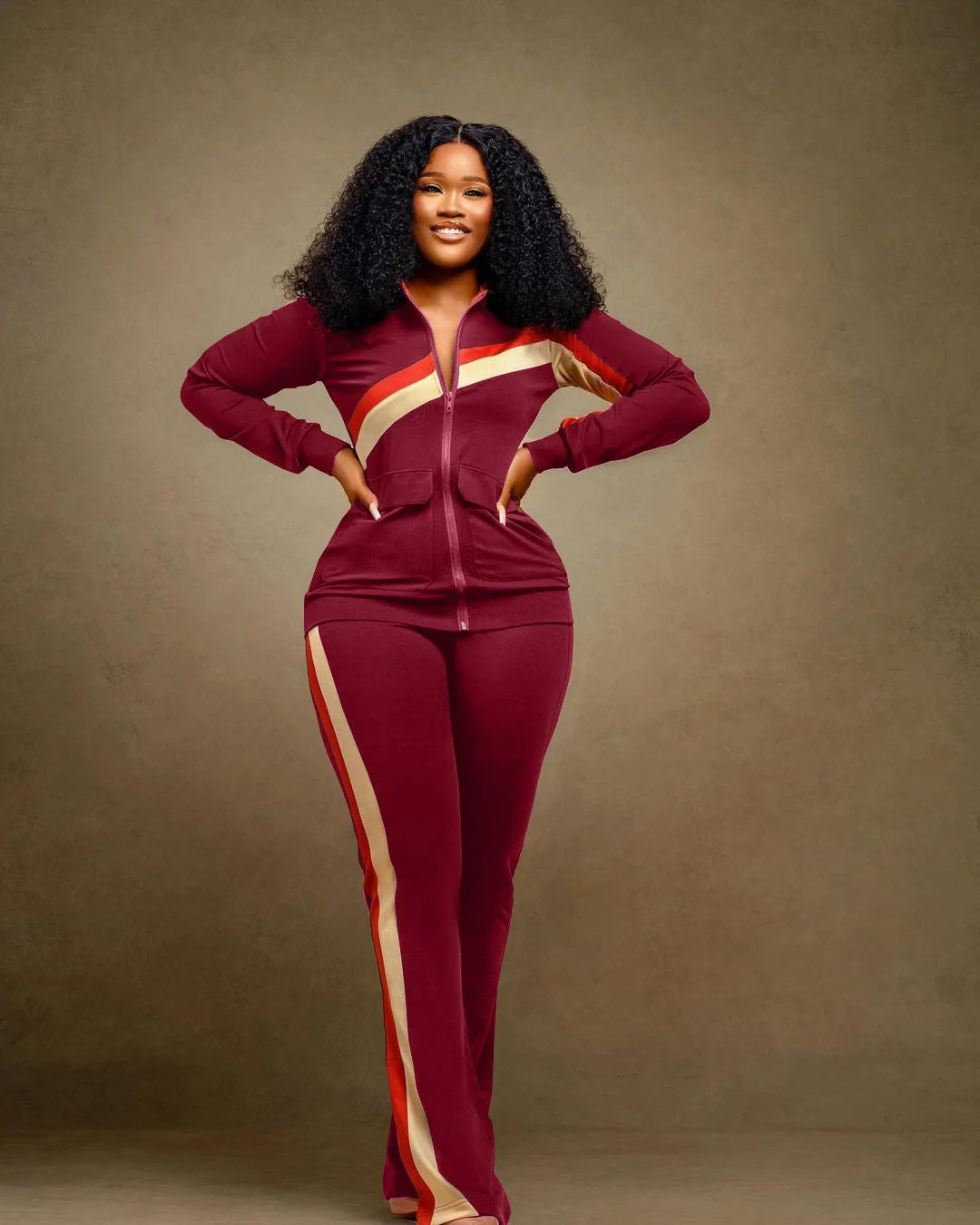 Women Fall Clothes 2025 Slim Zippered V-neck Jacket Trousers Tight Sports Long Sleeves Suit Conjuntos De Mujer 2 Piezas Elegante