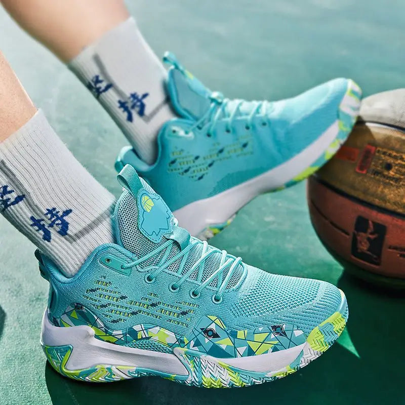 High Quality Men Basketball Shoes Brand Men Sneakers Luxyry Design Mesh Breathable Sports Shoes High Top Anti-slip Casual Shoes - Kimlud