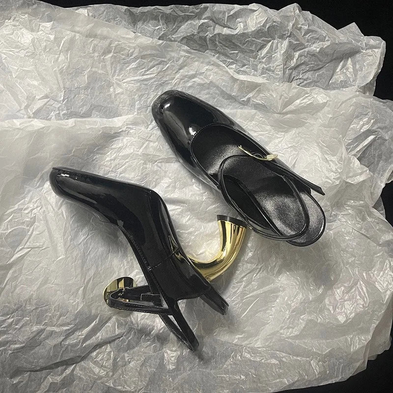 New Cross Strap Irregular Heel Roman Sandals European American Brand Runway Show Sexy Black White High-heeled Shoes Size 35-43 - Kimlud