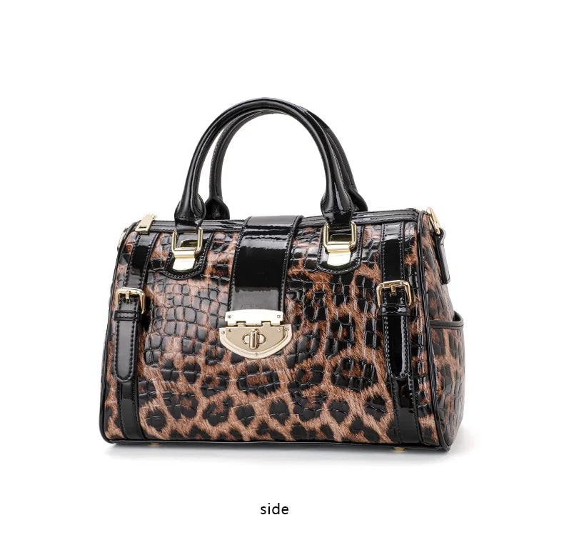 Aidrani A Trendy Leopard Print WOMEN'S Handbag Made of Glossy Material Waterproof and Scratch Resistant Technology and High-qua