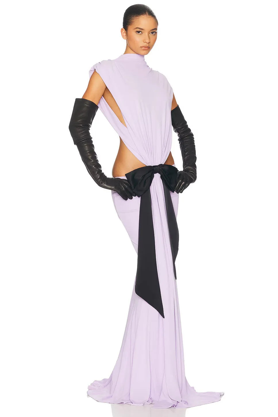 Sexy Elegant Backless Bow Lace Up Maxi Dress Women Sleeveless Hollow Out Party Evening Long Dresses White Purple Robes