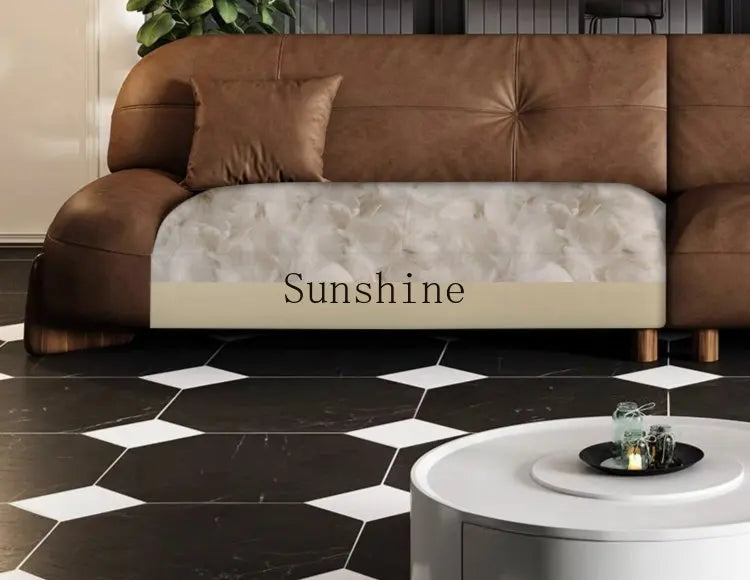 American leather small apartment straight row furniture Italian simple retro oil wax leather sofa | Kimlud Luxury Sofa