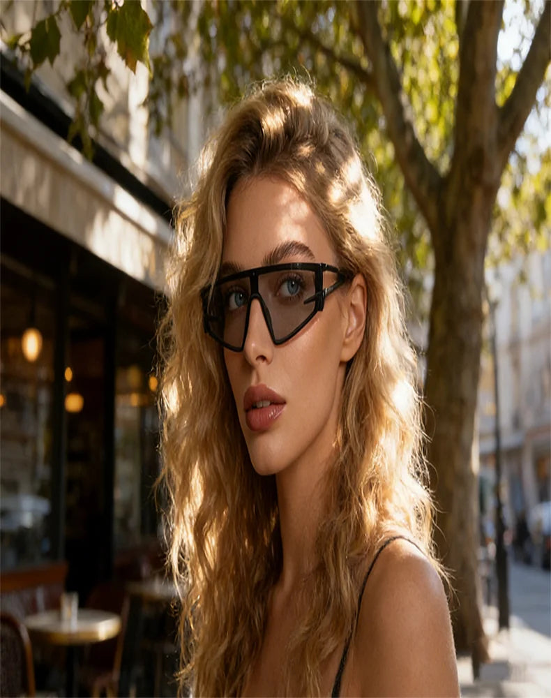 European And American Hip-Hop Retro Futuristic Tech-Savvy Cool Sunglasses Large Punk Sporty Style Y2K Sunglasses 137 |...