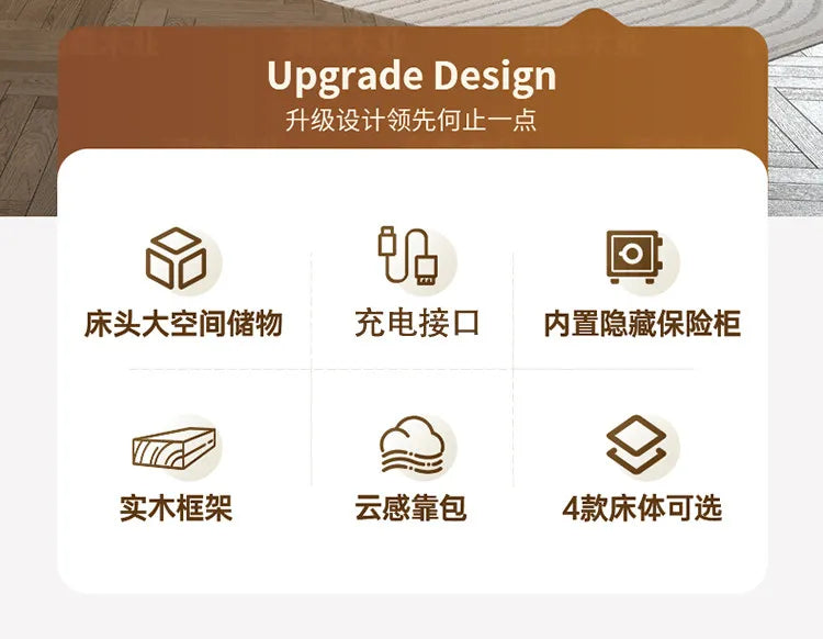 Double 1.8m Beds Storage Headboard Upholstery Minimalist Drawers Beds Frames Multifunctional Muebles Para El Hogar Furniture