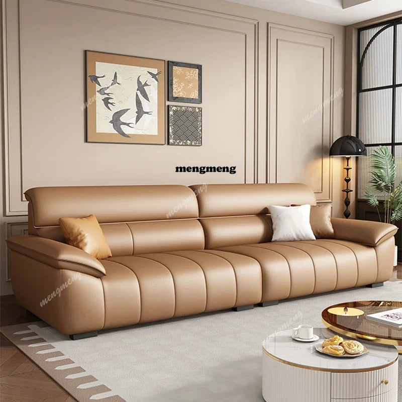 Genuine Leather Fancy Sofas Living Room Unique Lounge Floor Couches Puffs Italian Modern Divani Da Soggiorno Hotel Furniture - Kimlud