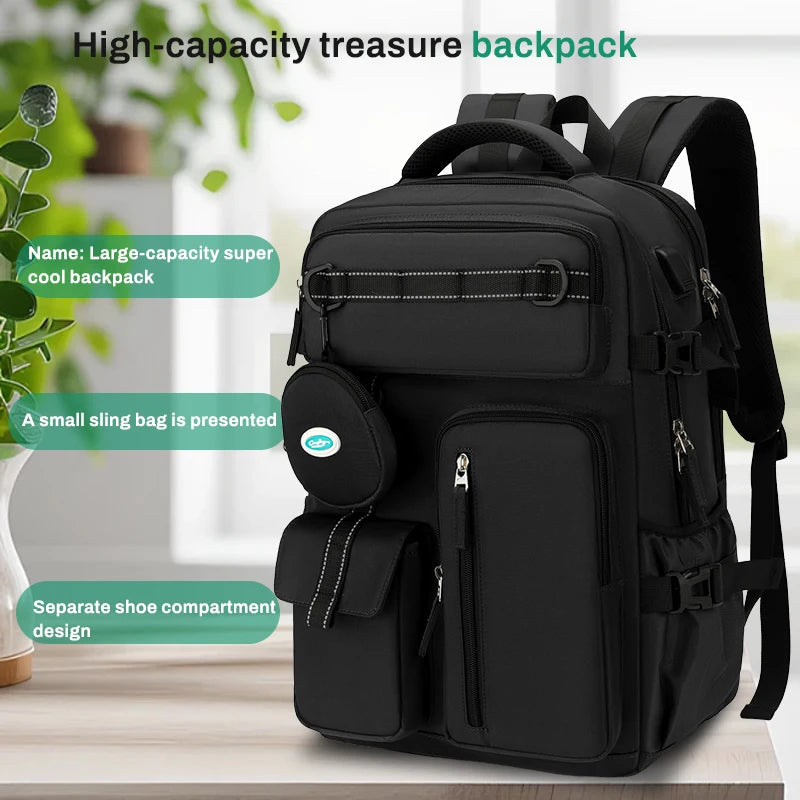 Fashionable large capacity multi pocket multifunctional outdoor travel backpack, handbag hiking bag suit