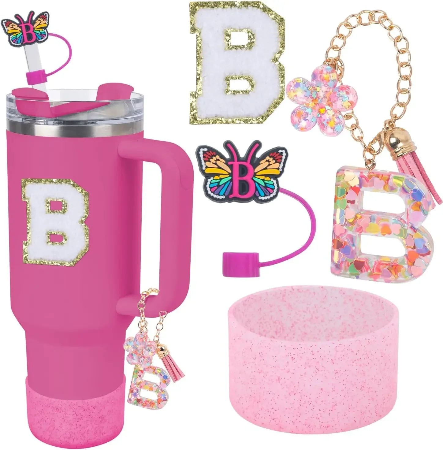 Accessories for Stanley Cup 40oz 30oz Letter Charms for Handle Silicone Boot,Straw Cover Topper & Sticker Charms