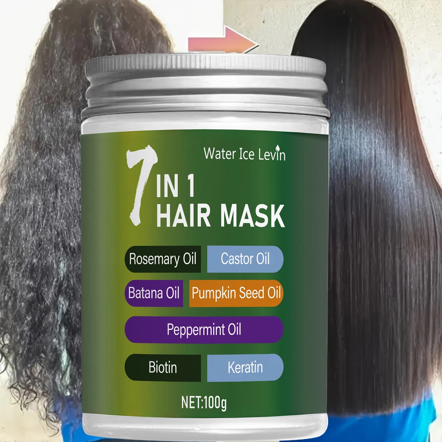 7-in-1 Hair Mask with Biotin & Keratin - Plant Oils Complex for Hydration & Shine - Frizz Control & Scalp Care | Kimlud...