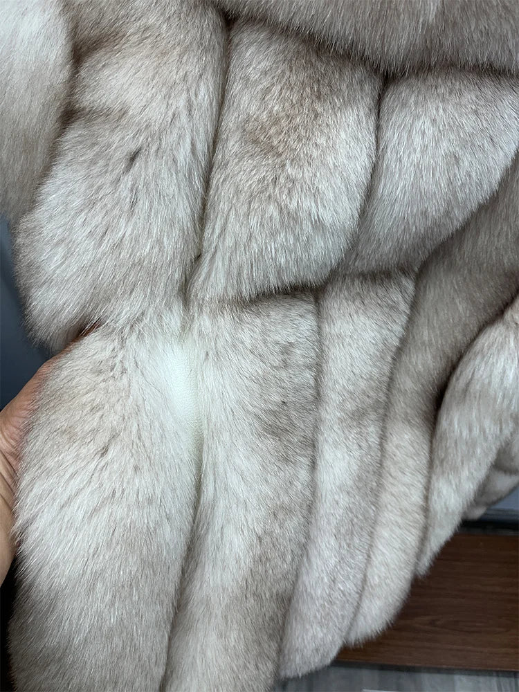 2026 New Women Real Fox Fur Coat Natural Fox Fur Jacket Luxury Fur Coat Mid-length High Quality Long Sleeve Outwear Hot Sale - Kimlud