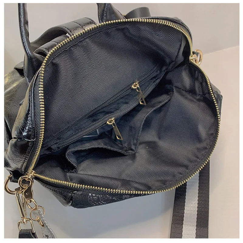 Luxury Brand Women's Backpack Female High Quality Backpacks Soft Leather Teenager Girl School Bag Fashion Sequins Travel Bagpack