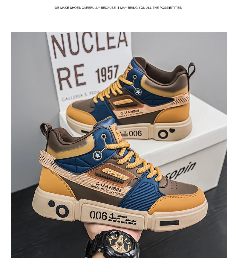 Sneakers Men Casual High Top Board Shoes Vulcanized Shoes Male Walking Sport Shoes Outdoor Sneakers Male Soft Sole Walking Shoes