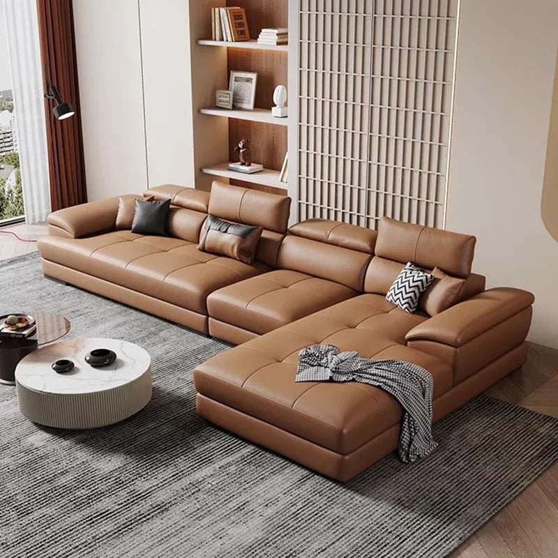 European Living Room Sofa Genuine Leather Sectional Corner Sofas Modular Luxury Sofa Sala De Estar De Luxo Modern Furniture - Kimlud