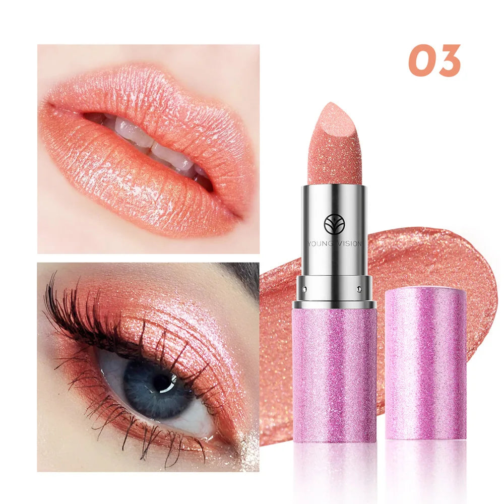 6 Colors Bold & Intense Glitter Shiny Metallic Lipstick Pearlescent Lip Tint Long Lasting Lip Senior Matte Lip Makeup...