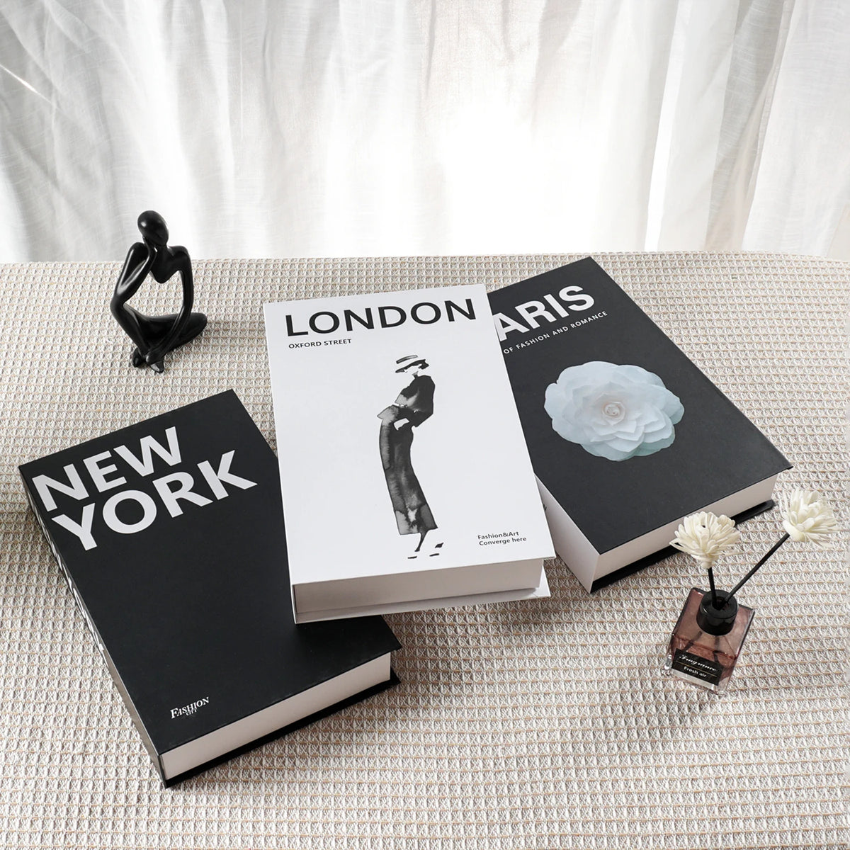 3Pcs Foldable Fashion Fake Books Living Room Decoration Designer Books Coffee Table Ornaments Club Hotel Room Villa Prop Books
