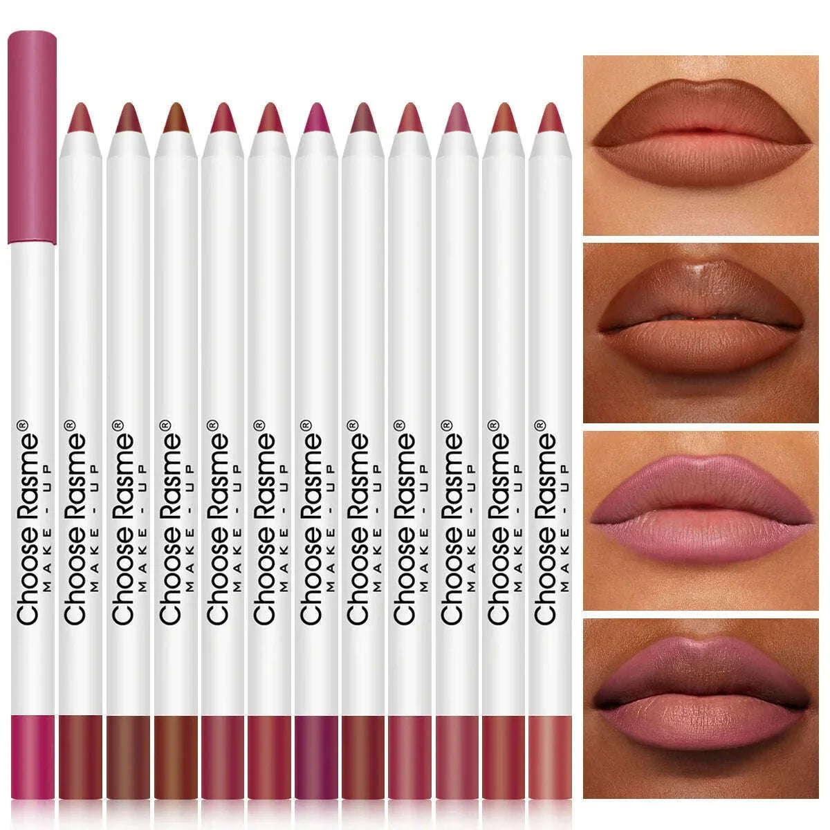 12 Colors Sexy Matte Lipstick Pencil Waterproof Lasting Lip Liner Pen Non-stick Cup Lip Contour Pencil Beauty Makeup Set