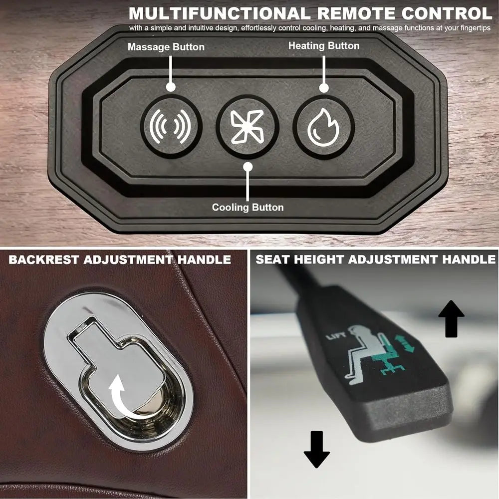 Executive Office Chair with Massage, Ventilation, and Heating, Ergonomic Desk Chair for Home or Office, Plush Recliner with Foot - Kimlud