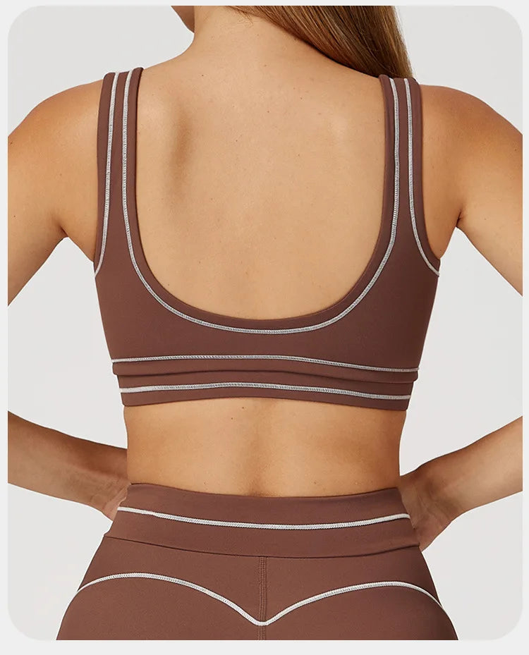 Breathable Yoga Bra Color Contrast Sports Bra Shockproof Gym Fitness Underwear High Strength Workout Top Female Sports...