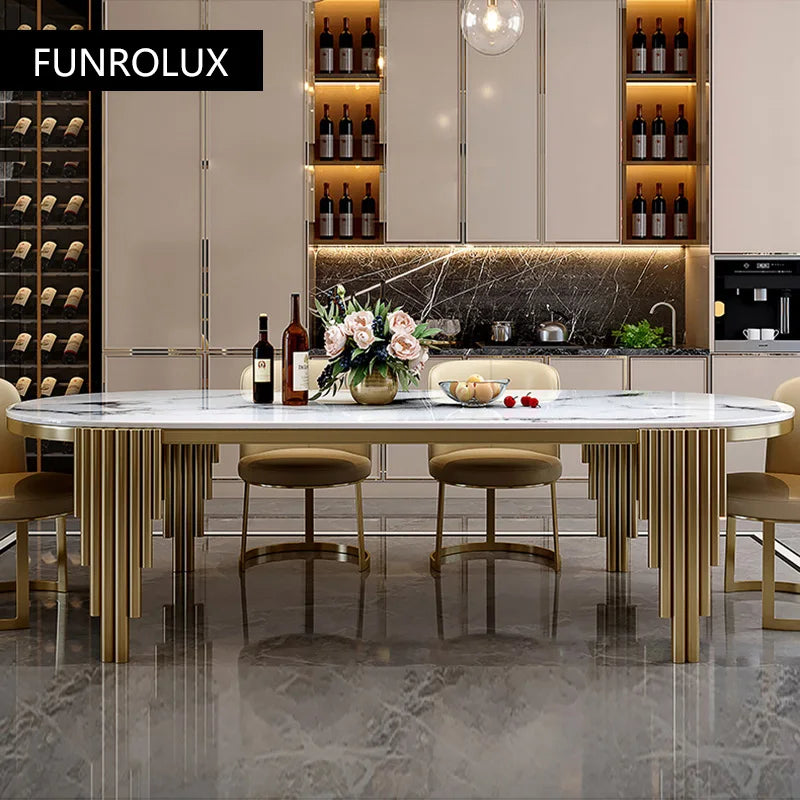Stainless steel Dining Room Set Home Furniture modern marble dining table | Kimlud Luxury Table