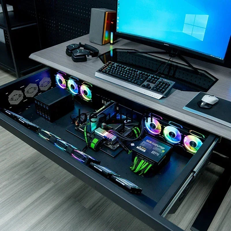 xzzY1 Computer case integrated table transparent desktop assembly machine drawer type large chassis electric lifting e-sports ta