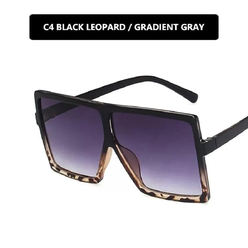 Oversized Shades Sunglasses Woman Black Fashion Square Sun Glasses For Female Big Frame Vintage Gradient Sexy Oculos De Sol