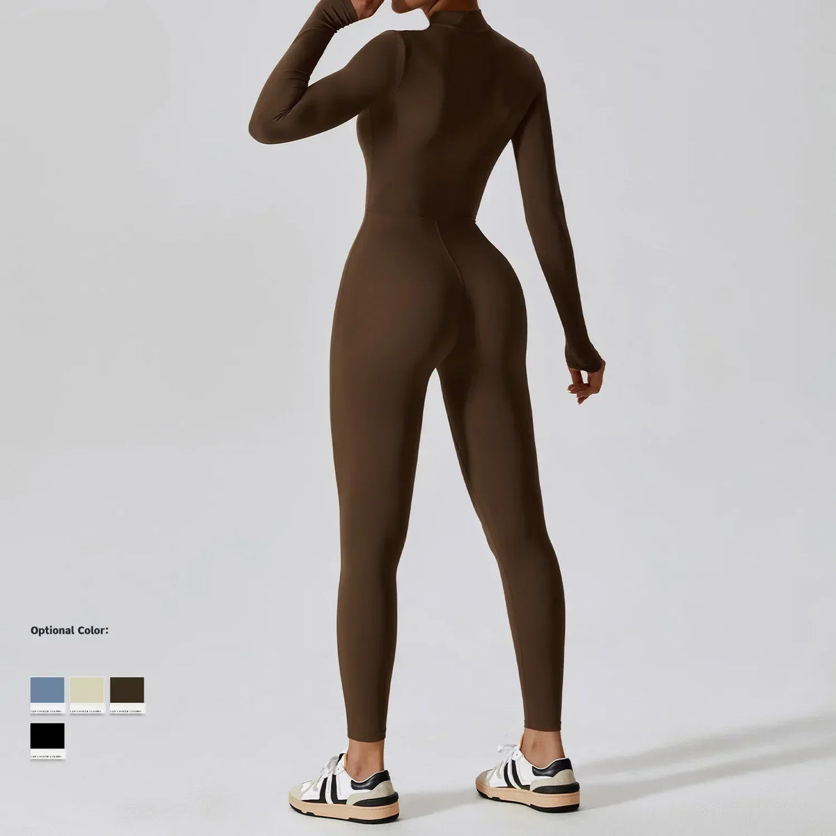 Yoga Jumpsuit Women Seamless Sports Zipper Jumpsuit Set Gym Long Sleeve Fitness Suit Elastic Gym Workout Bodysuit Athletic Wear - Kimlud