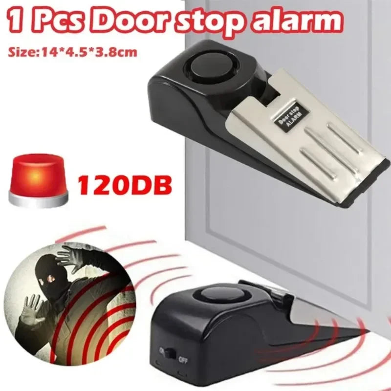 Mini Wireless Door Stop Alarm 120dB Wedge Shaped Security Alert System for Home