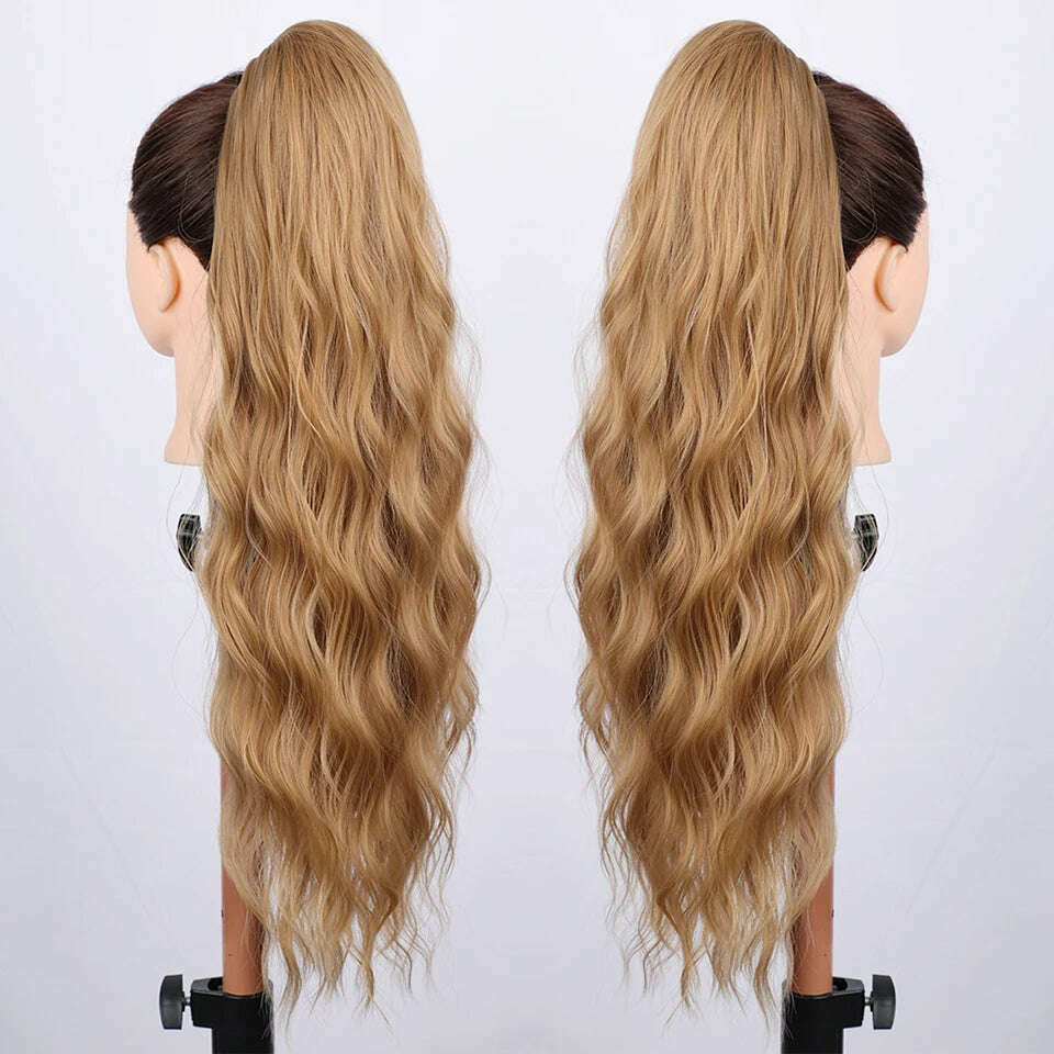 AISI BEAUTY Synthetic Ponytail Extensions for Women Long Wavy Fluffy Synthetic Ponytail Hairpiece Natural Soft Daily Use