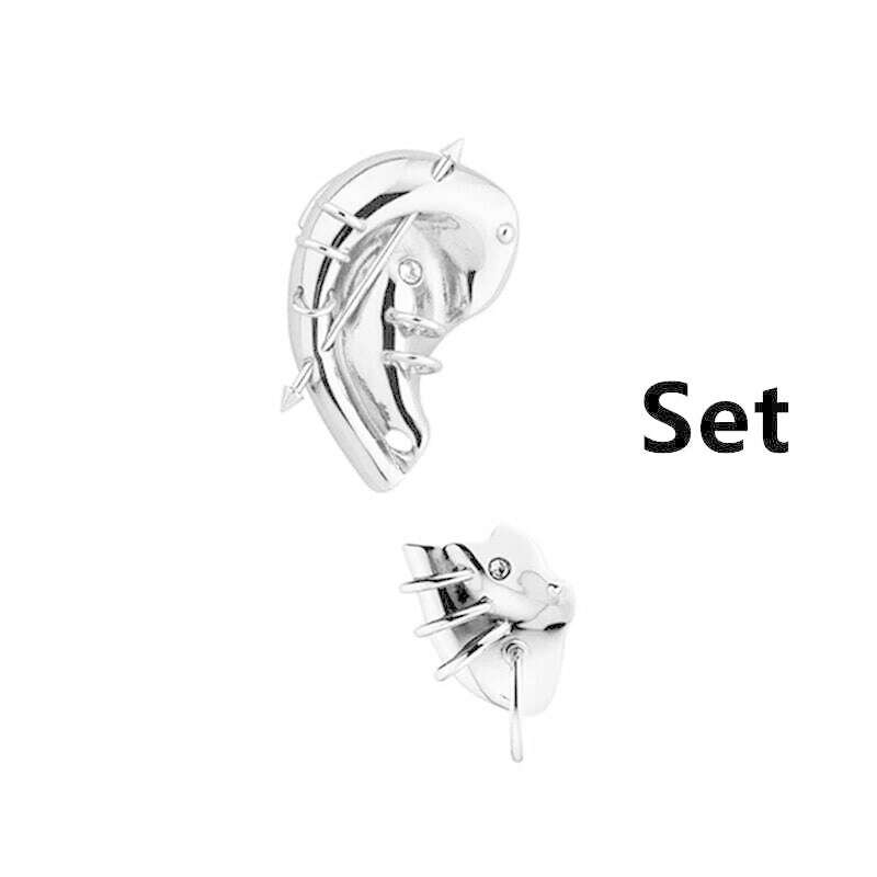 Alien Cyberpunk Transparent Zircon Metal Ear Hook for women men unisex Punk Ear bone clip Streetwear Accessory HUANZHI 2023 New