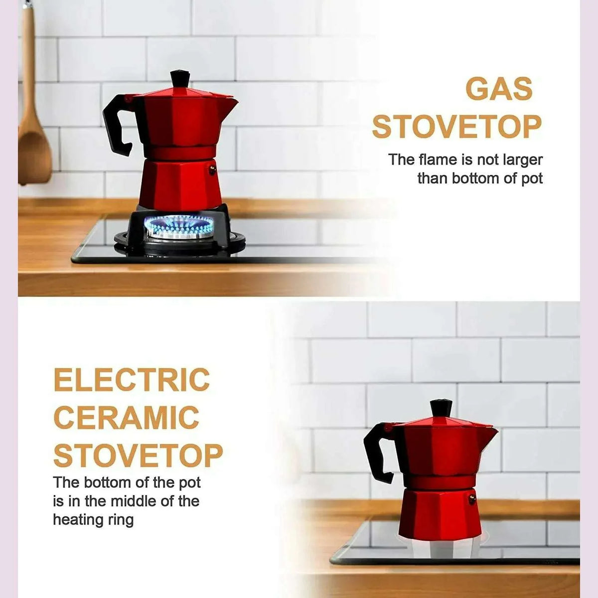 Aluminum Moka Pot 300ml Authentic Italian Espresso Coffee Maker for Stovetop Home Outdoor Black Red Coffee Moka Pot