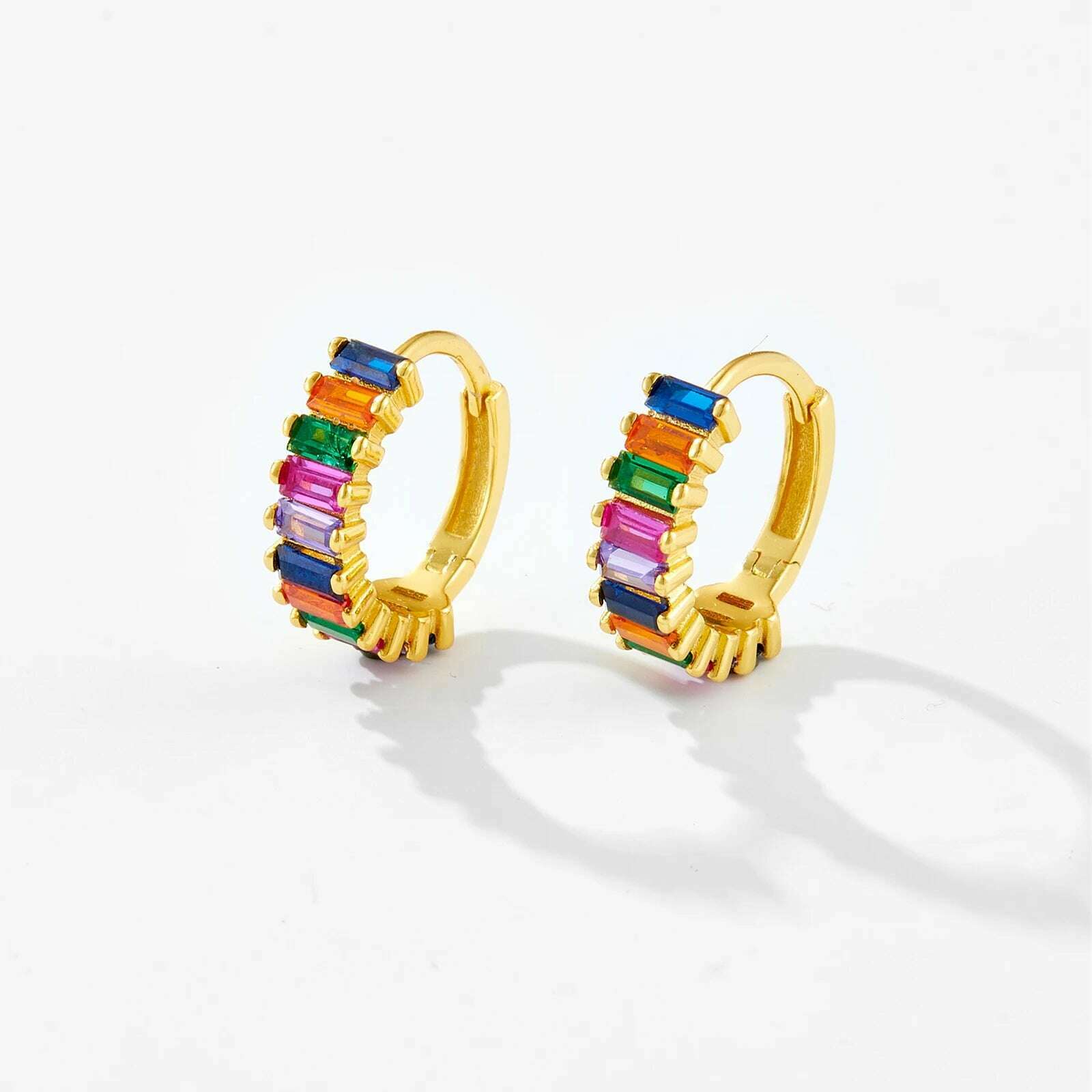 Andywen 100% 925 Sterling Silver Rainbow Color Hoops Circle Round Earring Piercing CZ Zircon Pave Pendiente Ohrringe Jewelry
